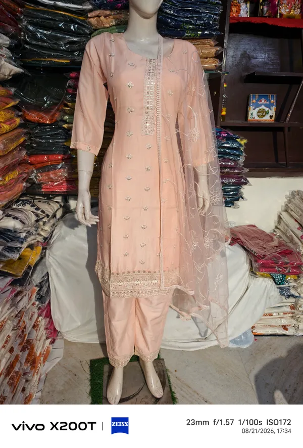 Peach_Embroidered_Straight_Kurta_Set_For_Women