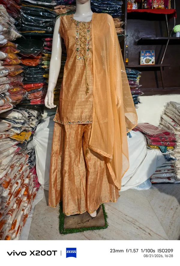 Gold_Jacquard_Embroidered_Kurta_Set_With_Dupatta_For_Women