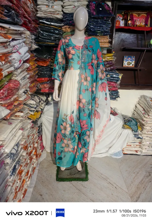 Turquoise_Georgette_Floral_Anarkali_Dress_for_Women