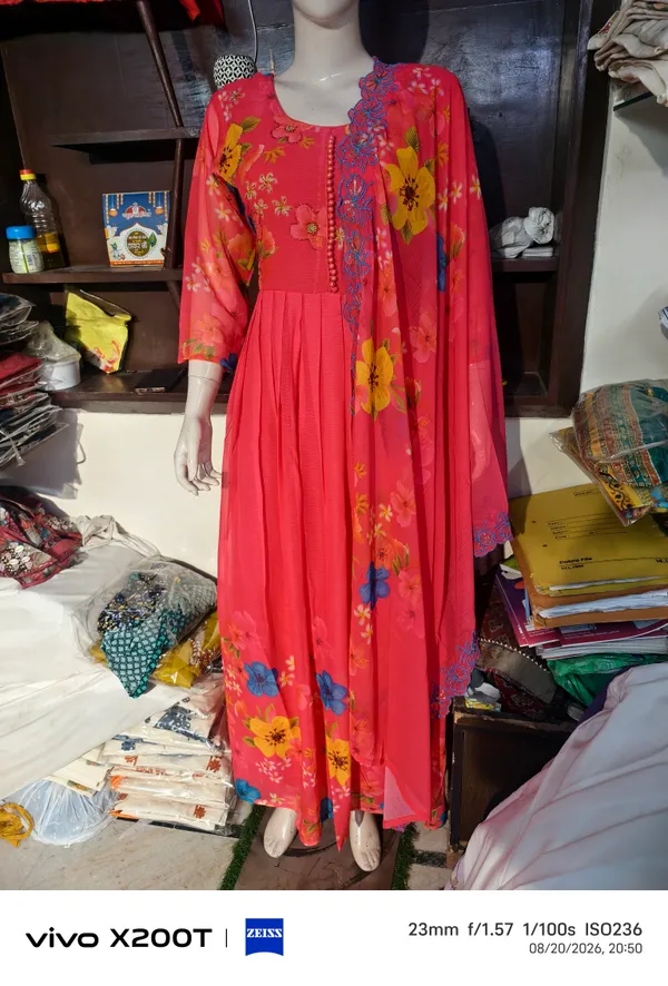 Red_Floral_Anarkali_Dress_With_Dupatta_for_Women