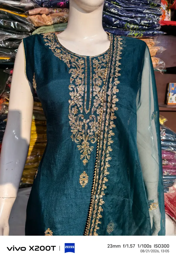 Teal_Embroidered_Straight_Kurta_Set_For_Women
