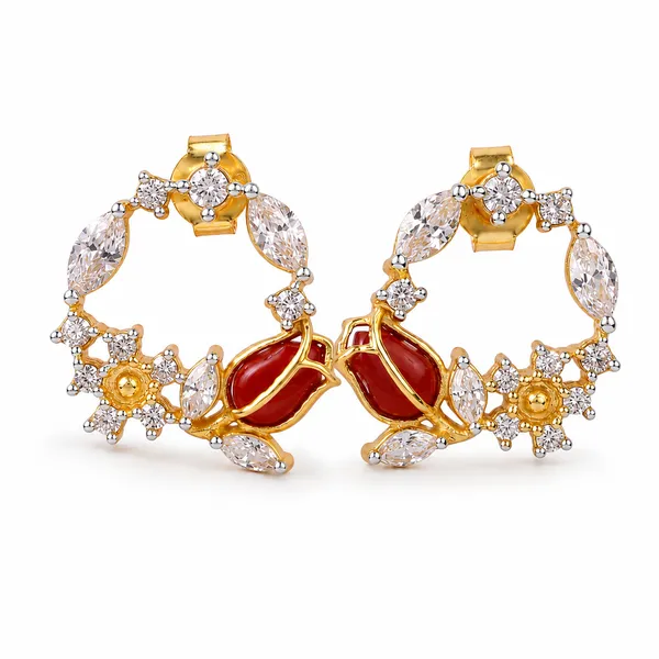 Multicolor_925_Silver_Red_Enamel_Rosebud_Stud_Earrings_For_Women