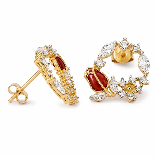 Multicolor_925_Silver_Red_Enamel_Rosebud_Stud_Earrings_For_Women