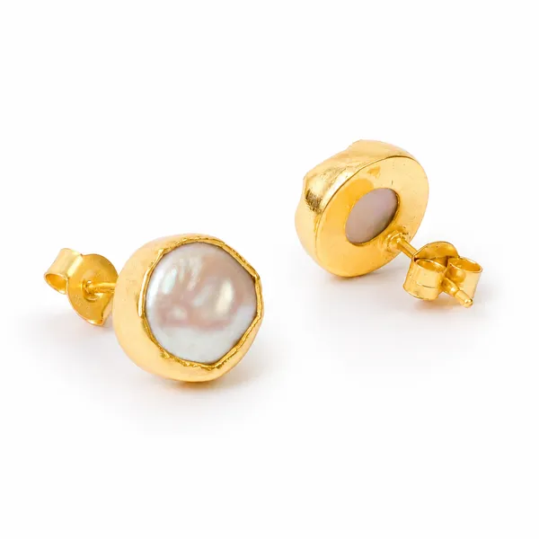 Gold_925_Silver_Freshwater_Pearl_Stud_Earrings_For_Women