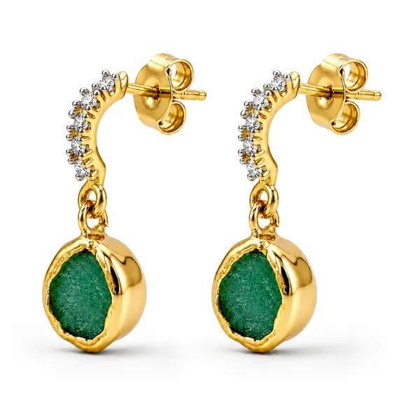 Green_Gold_925_Silver_Green_Onyx_Cz_Huggie_Earrings_For_Women