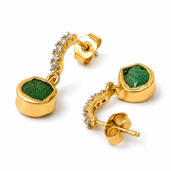 Green_Gold_925_Silver_Green_Onyx_Cz_Huggie_Earrings_For_Women