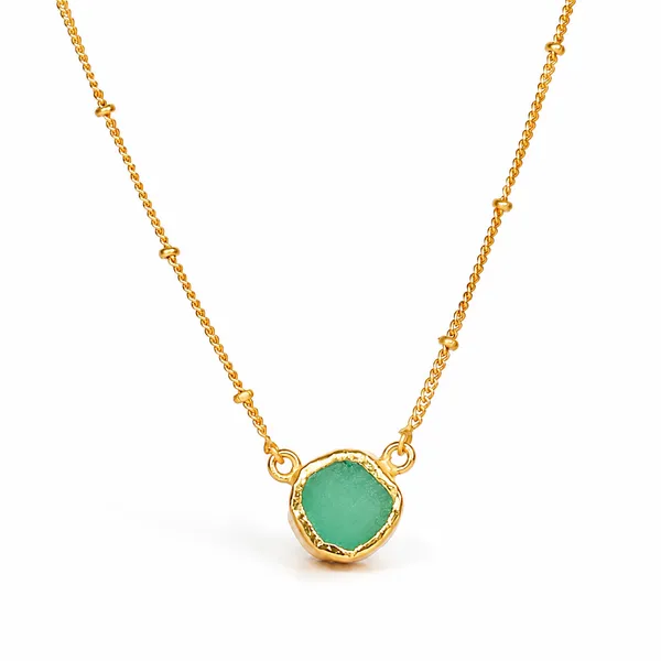 Gold_925_Silver_Citrine_Green_Onyx_Bezel_Short_Necklace_For_Women