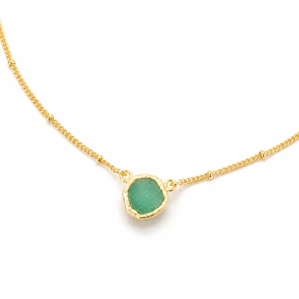 Gold_925_Silver_Citrine_Green_Onyx_Bezel_Short_Necklace_For_Women