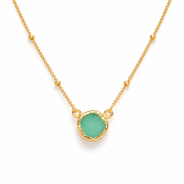 Gold_925_Silver_Citrine_Green_Onyx_Bezel_Short_Necklace_For_Women