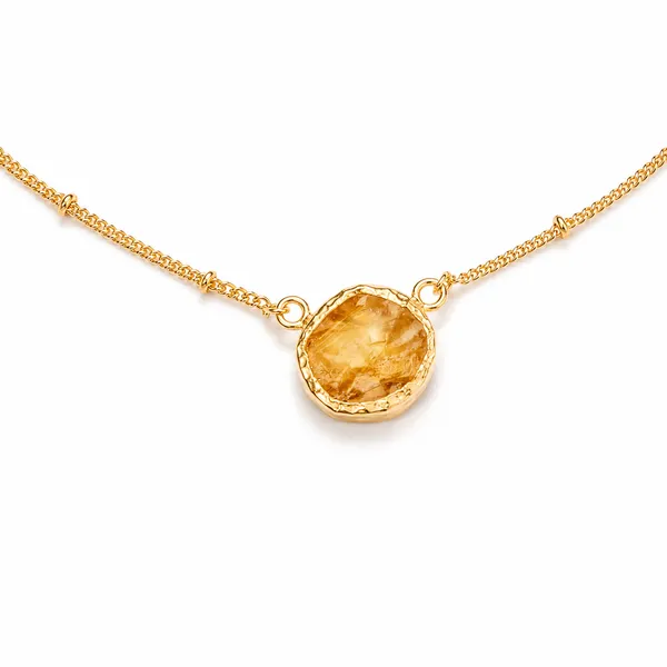 Gold_925_Silver_Citrine_Green_Onyx_Bezel_Short_Necklace_For_Women