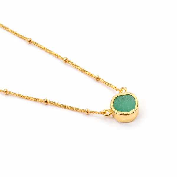 Gold_925_Silver_Citrine_Green_Onyx_Bezel_Short_Necklace_For_Women