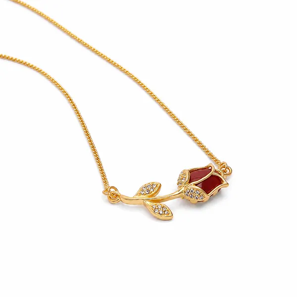 Gold_925_Silver_Red_Onyx_Cz_Rose_Motif_Pendant_Necklace_For_Women