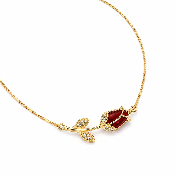 Gold_925_Silver_Red_Onyx_Cz_Rose_Motif_Pendant_Necklace_For_Women