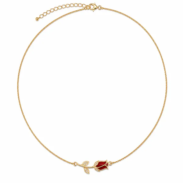 Gold_925_Silver_Red_Onyx_Cz_Rose_Motif_Pendant_Necklace_For_Women