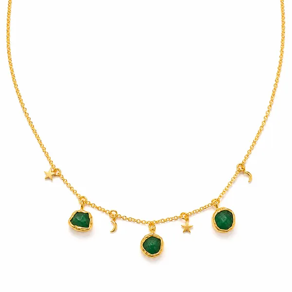 Gold_925_Silver_Celestial_Druzy_Charm_Short_Necklace_For_Women