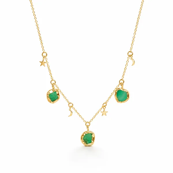Gold_925_Silver_Celestial_Druzy_Charm_Short_Necklace_For_Women