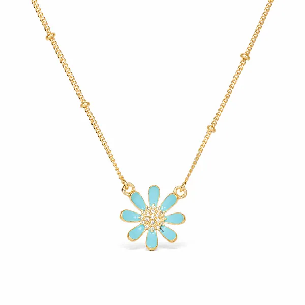 Silver_&_Blue_925_Silver_Enamel_Cz_Floral_Pendant_Necklace_For_Women