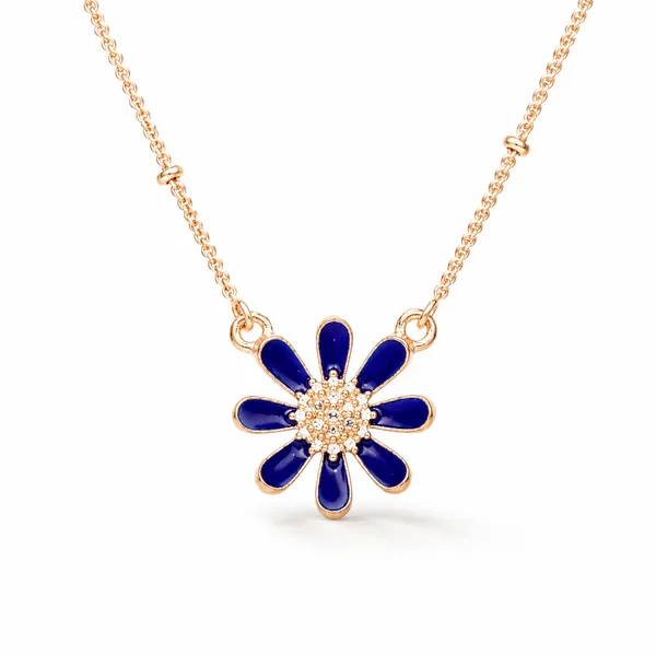 Blue_&_Gold_925_Silver_Navy_Blue_Enamel_Cz_Floral_Pendant_Necklace_For_Women