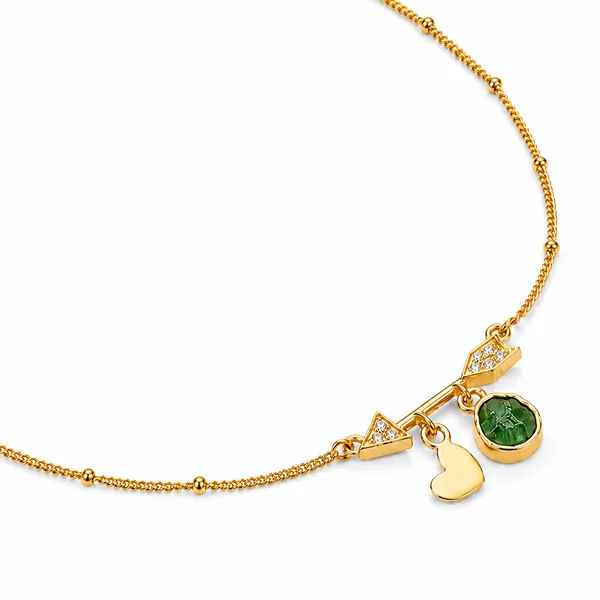 Gold_925_Silver_Citrine_Cz_Arrow_Heart_Pendant_Necklace_For_Women