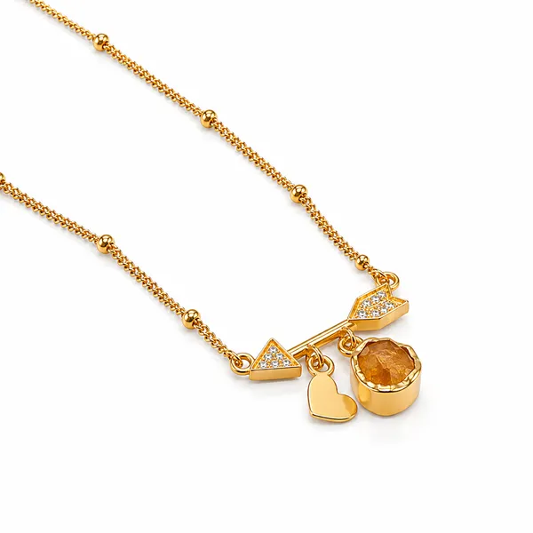 Gold_925_Silver_Citrine_Cz_Arrow_Heart_Pendant_Necklace_For_Women