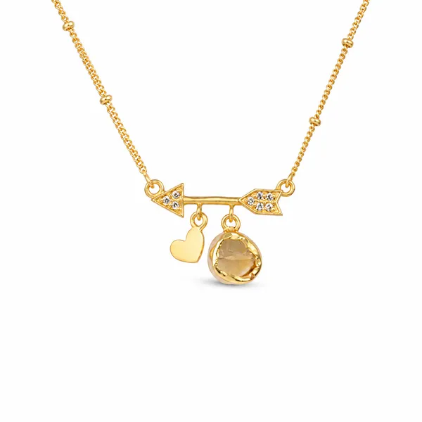 Gold_925_Silver_Citrine_Cz_Arrow_Heart_Pendant_Necklace_For_Women
