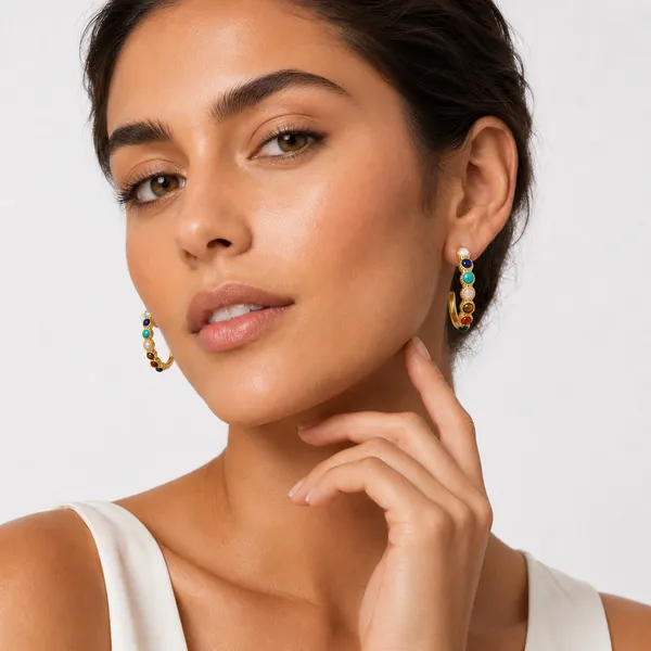 Multicolor_Brass_Seven_Chakra_Gemstone_Hoop_Earrings_For_Women