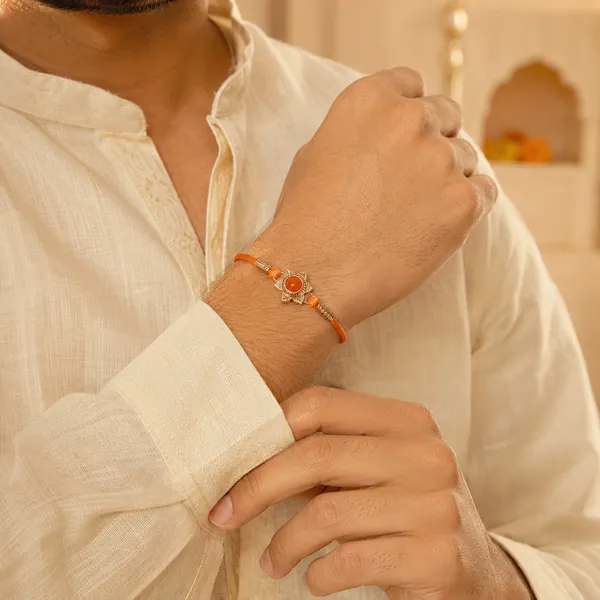 Orange_925_Silver_Carnelian_Sacral_Chakra_Rakhi_For_Men