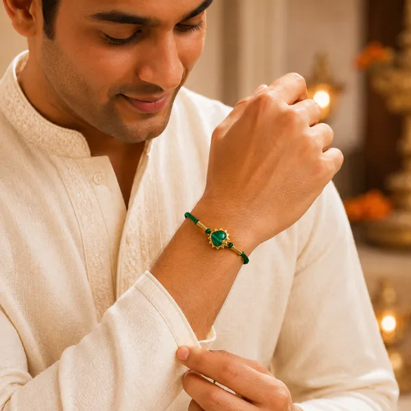 Green_925_Silver_Malachite_Heart_Chakra_Rakhi_For_Men