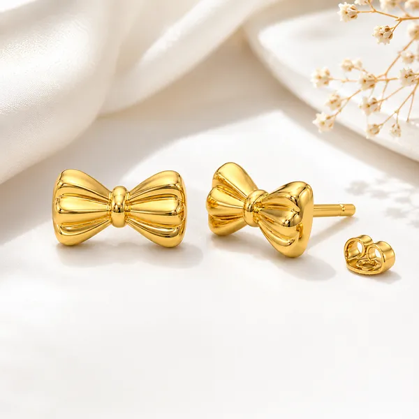 Gold_Tone_Bow_Stud_Earrings_For_Women