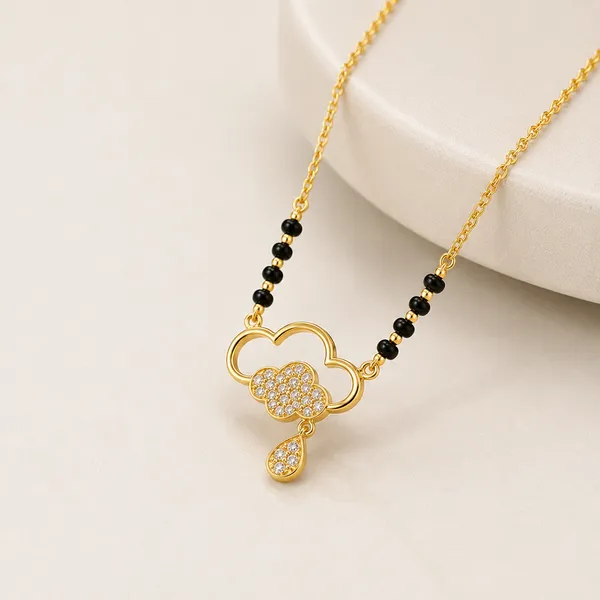 Gold-Tone_Black_Beaded_Cloud_Pendant_Necklace_For_Women