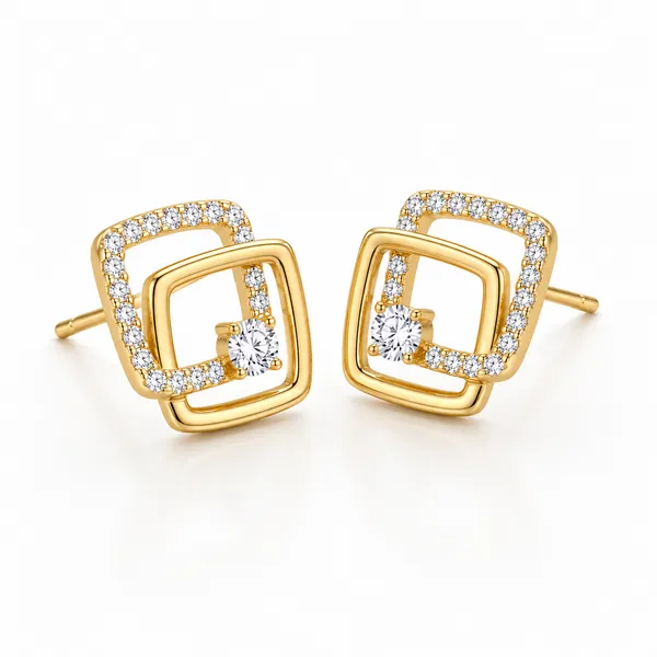Gold_Tone_Geometric_Stud_Earrings_For_Women