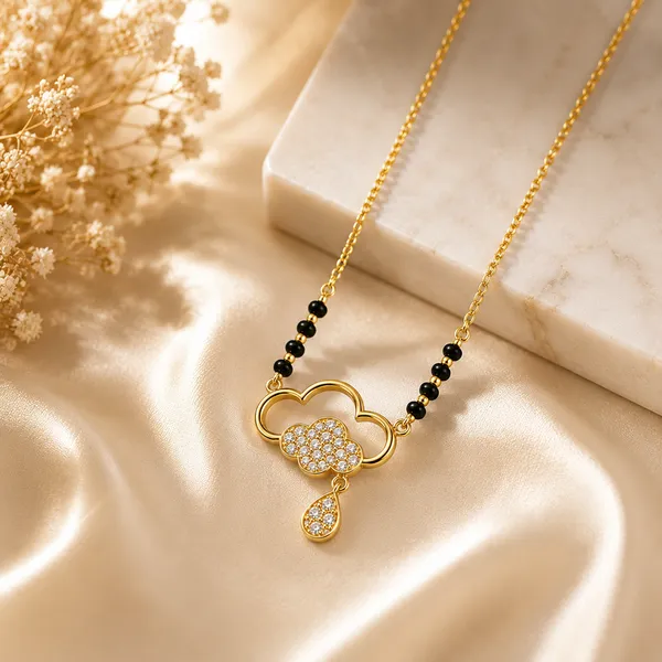 Gold-Tone_Black_Beaded_Cloud_Pendant_Necklace_For_Women