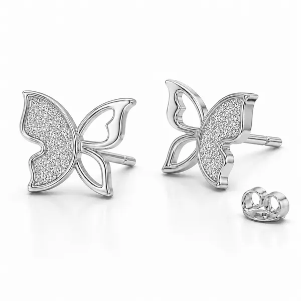 Silver_Tone_Butterfly_Stud_Earrings_For_Women