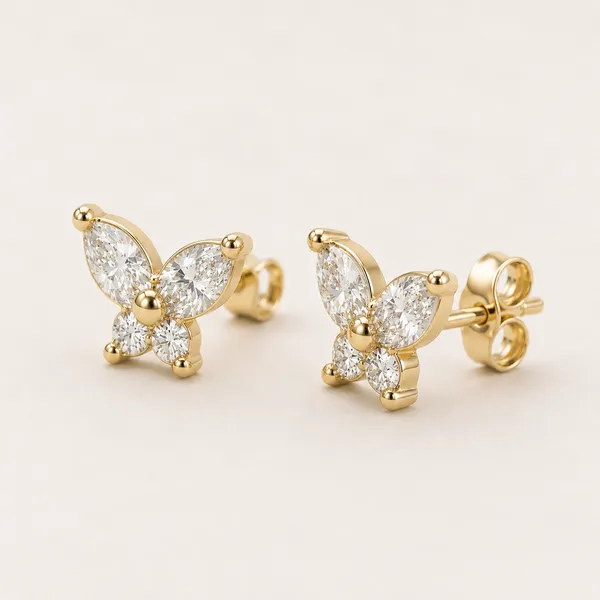 Gold_Tone_Butterfly_Stud_Earrings_For_Women