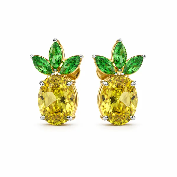 Gold_Tone_Pineapple_Stud_Earrings_For_Women