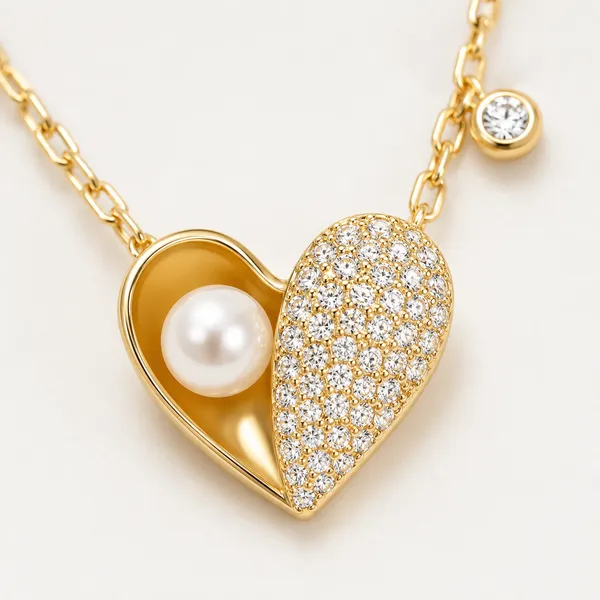 Gold-Tone_Heart_Pearl_Pendant_Necklace_For_Women