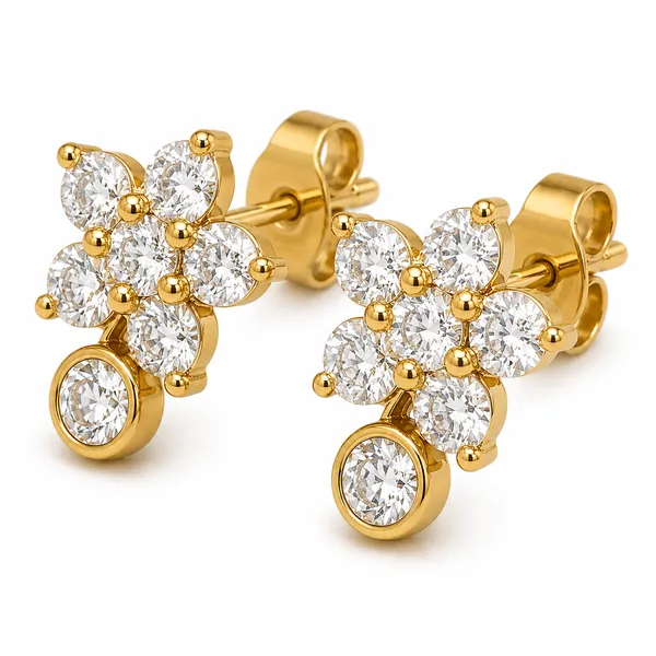 Gold_Tone_Floral_Stone_Stud_Earrings_For_Women
