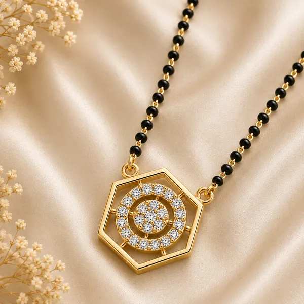 Gold_Tone_Black_Beaded_Hexagonal_Pendant_Necklace