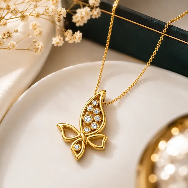 Gold_Tone_Butterfly_Pendant_Necklace_For_Women