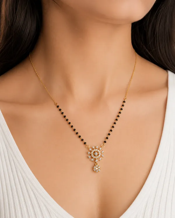 Gold_Tone_Black_Beaded_Pendant_Necklace_For_Women