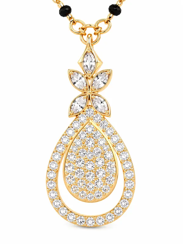Gold-Tone_Black_Bead_Floral_Pendant_Mangalsutra_Necklace