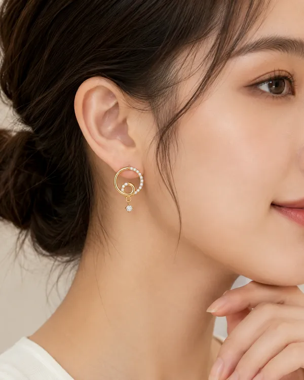 Gold_Tone_Spiral_Crystal_Drop_Earrings_For_Women