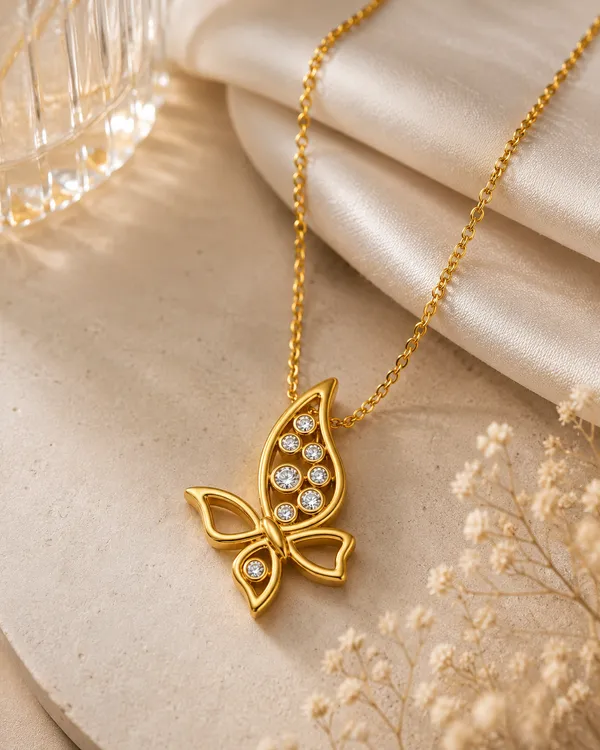 Gold_Tone_Butterfly_Pendant_Necklace_For_Women