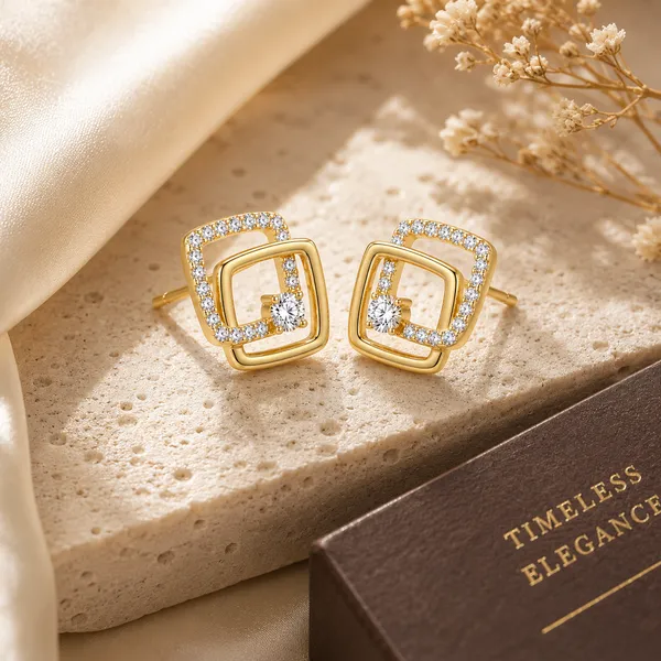 Gold_Tone_Geometric_Stud_Earrings_For_Women