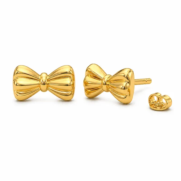Gold_Tone_Bow_Stud_Earrings_For_Women