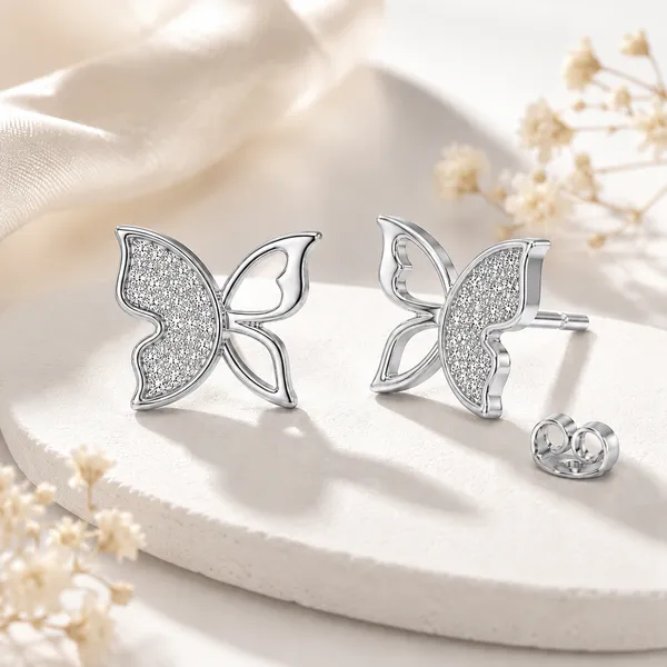 Silver_Tone_Butterfly_Stud_Earrings_For_Women