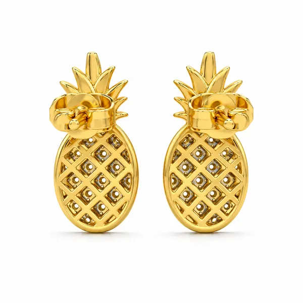 Gold_Tone_Pineapple_Stud_Earrings_For_Women