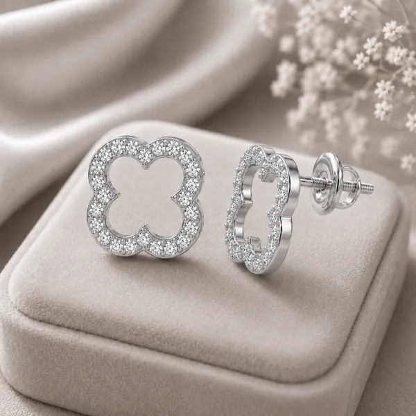 Silver_Tone_Crystal_Quatrefoil_Stud_Earrings_For_Women