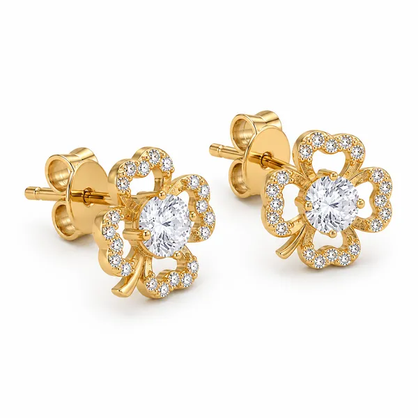 Gold_Tone_Floral_Stud_Earrings_For_Women