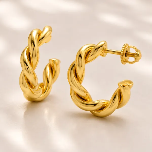 Gold-Tone_Twisted_Hoop_Earrings_For_Women